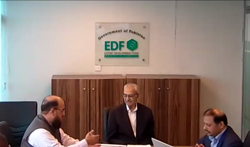 Committee members in session at the EDF office, Islamabad.